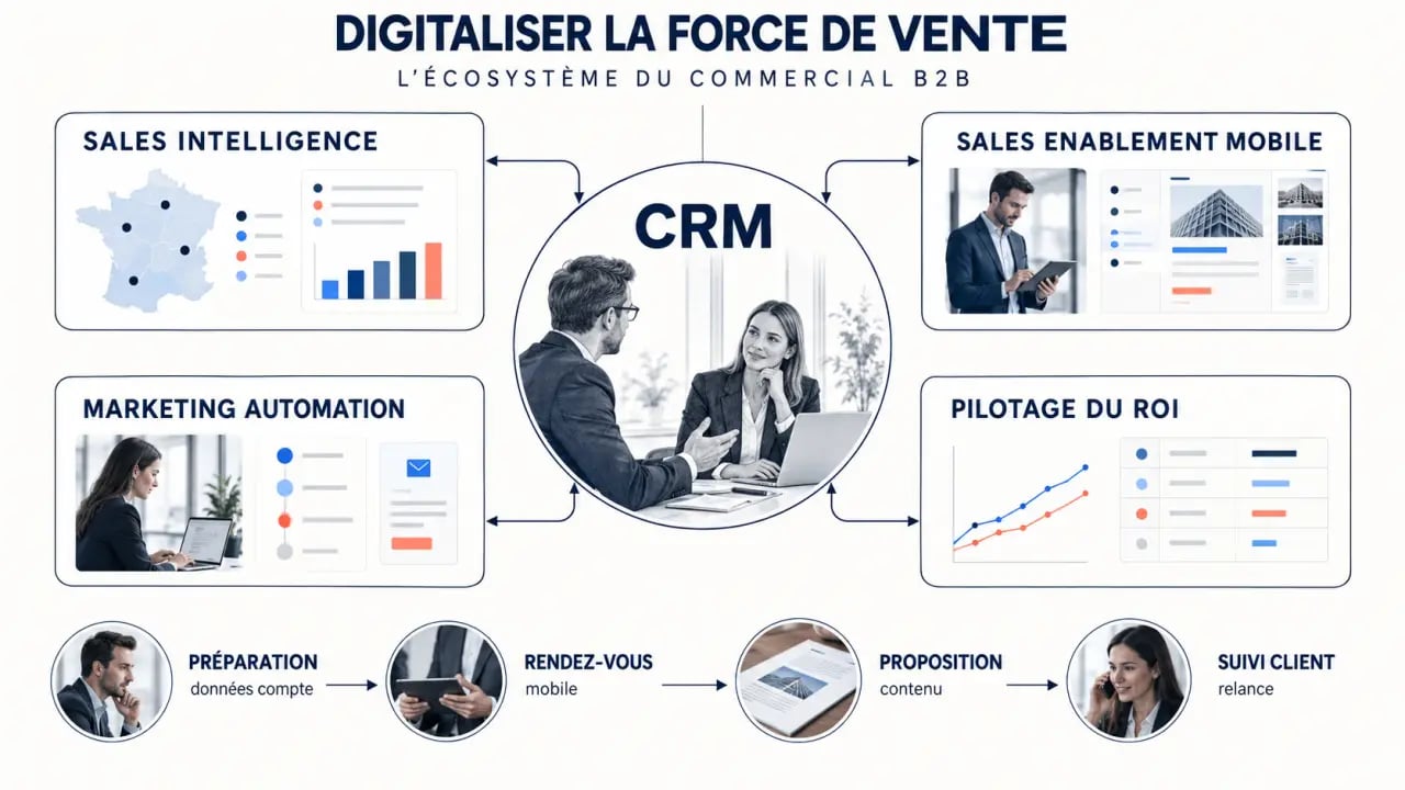 Schéma de la digitalisation de la force de vente et de ses outils commerciaux